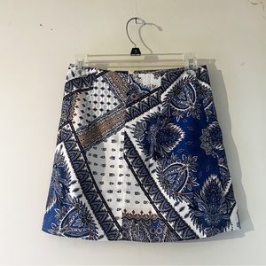 Paisley high waisted satin skirt